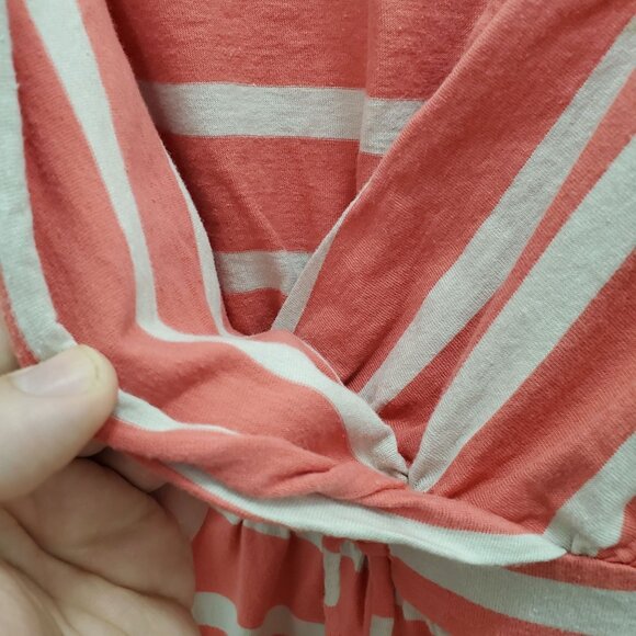 Old Navy Women's Orange Tan Stripe Cap Sleeve Surplus Casual Cotton‎ Dress Sz S - Picture 3 of 7